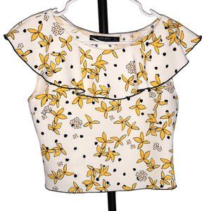 Zara Floral Ruffle Top Size S